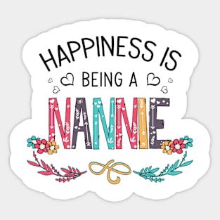 Happiness Is Being A Nannie Wildflowers Valentines Mothers Day Sticker